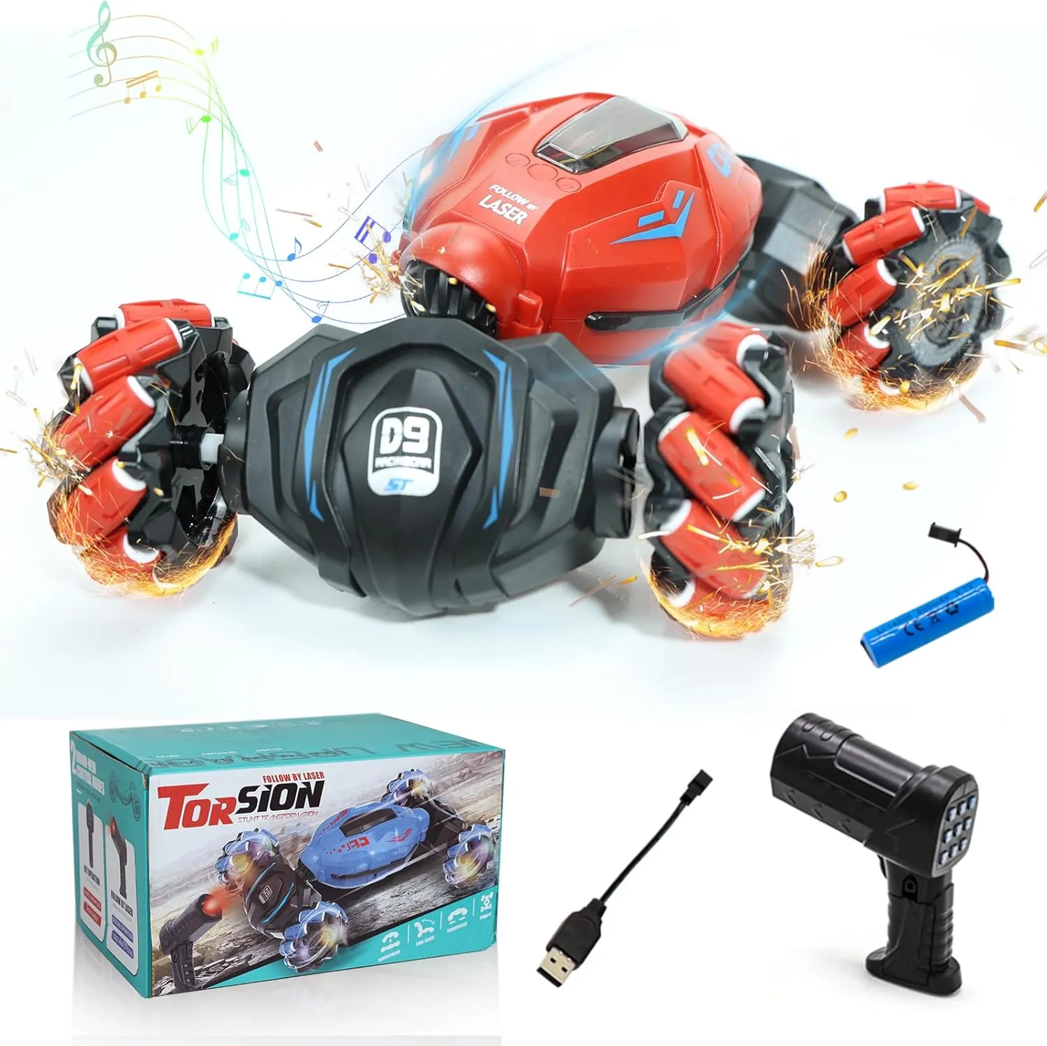 COUOMOXA Stunt Car Sensing for Kids: Music and 2.4GHz Remote Control Car – Fun RC Toy for Indoor Outdoor Game – Best Gift for Boys Ages 6-8, 8-12