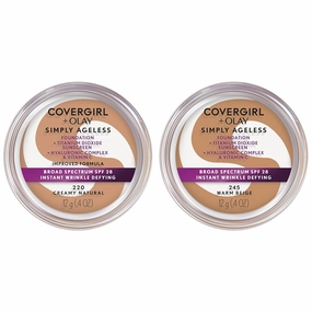 COVERGIRL Simply Ageless Instant Wrinkle-Defying Foundation Bundle - Creamy Natural 0.44 Fl Oz & 245 Warm Beige 0.4 Oz