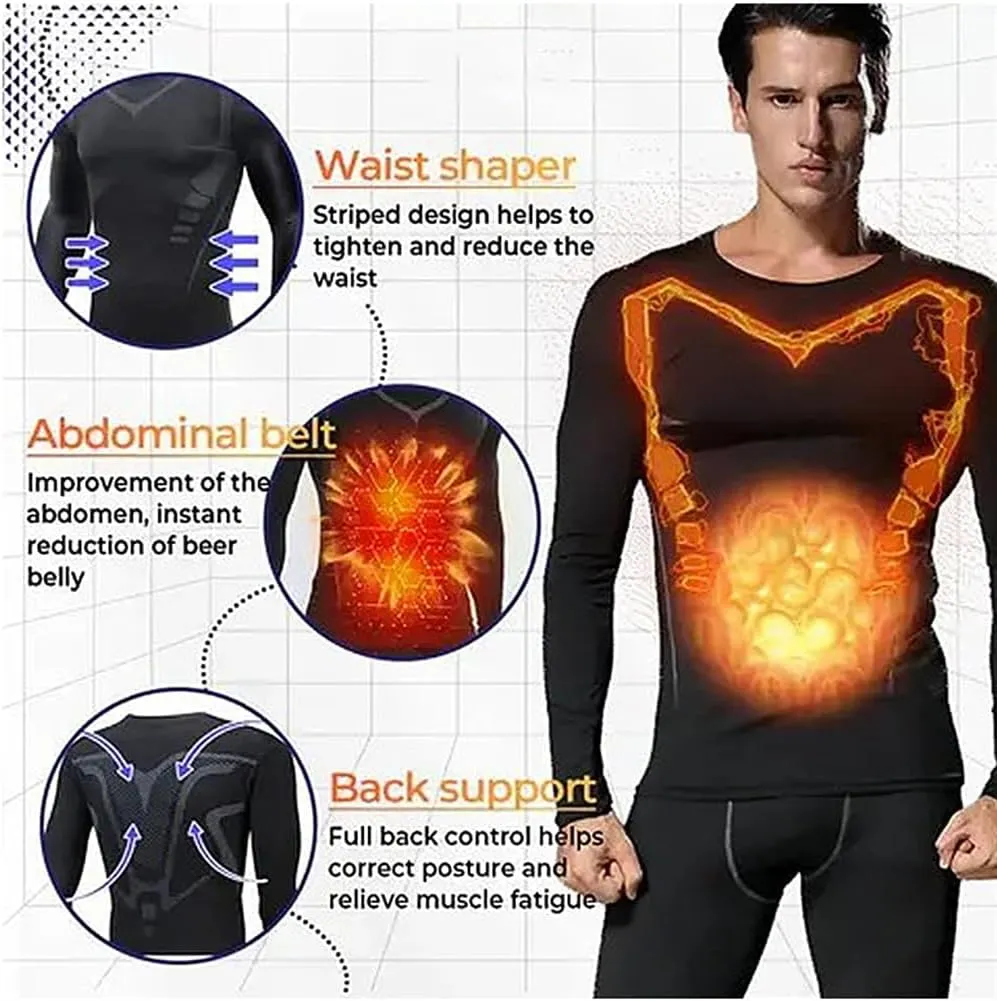 Cozy Breezy Shapewear Men,Compression Shirt Men,Men's Workout Quick Drying Slim Fit Long Sleeve Sports Vest
