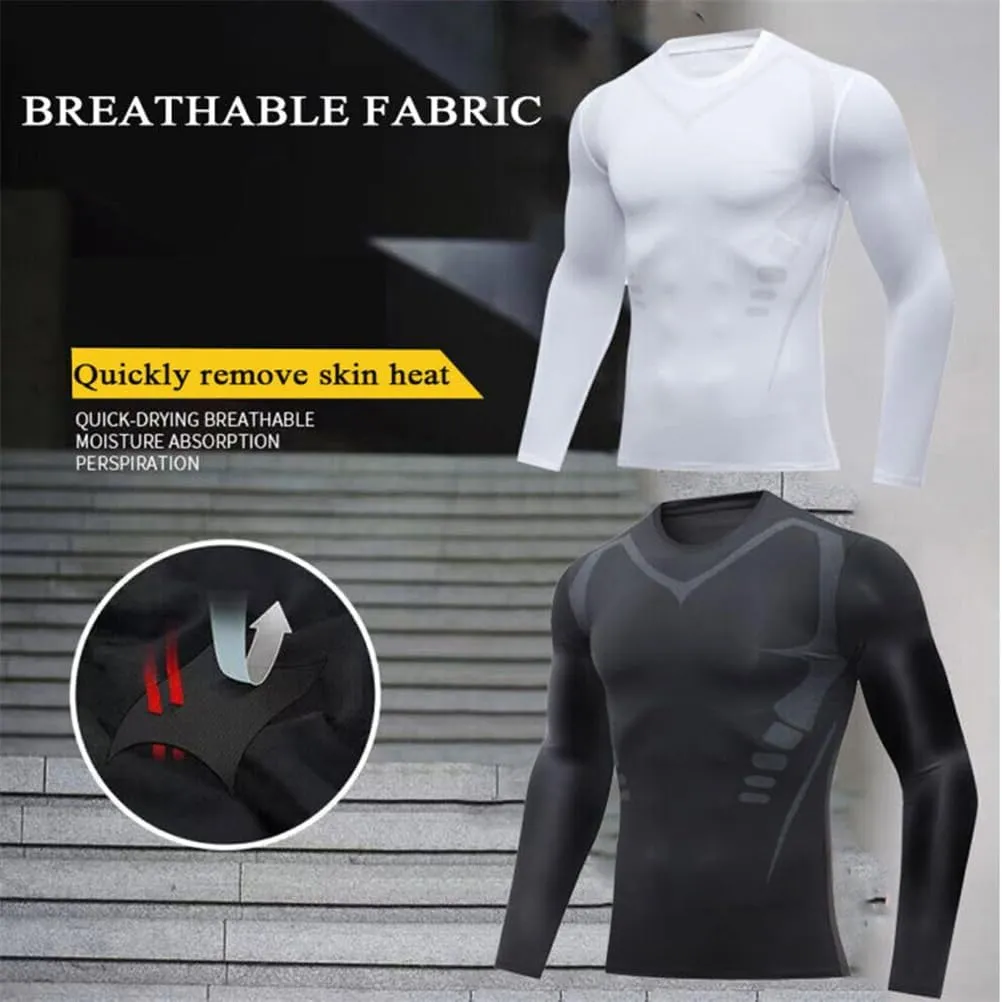 Cozy Breezy Shapewear Men,Compression Shirt Men,Men's Workout Quick Drying Slim Fit Long Sleeve Sports Vest