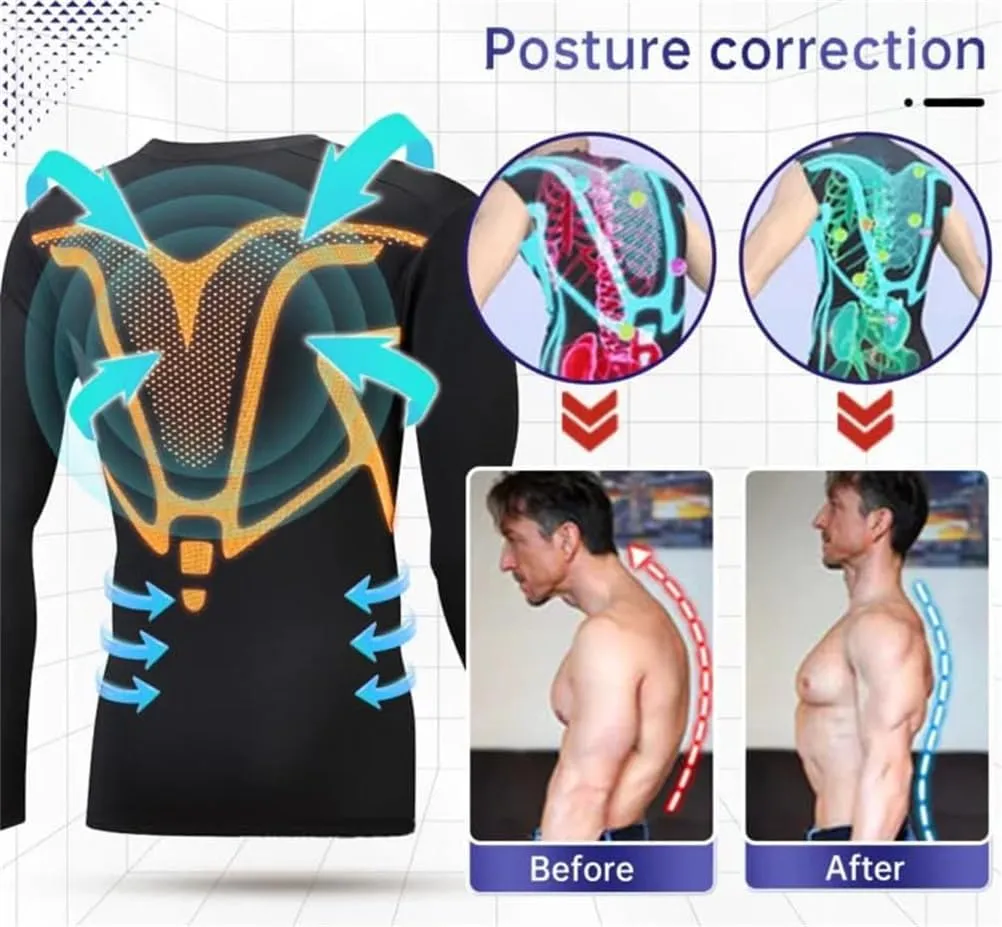 Cozy Breezy Shapewear Men,Compression Shirt Men,Men's Workout Quick Drying Slim Fit Long Sleeve Sports Vest