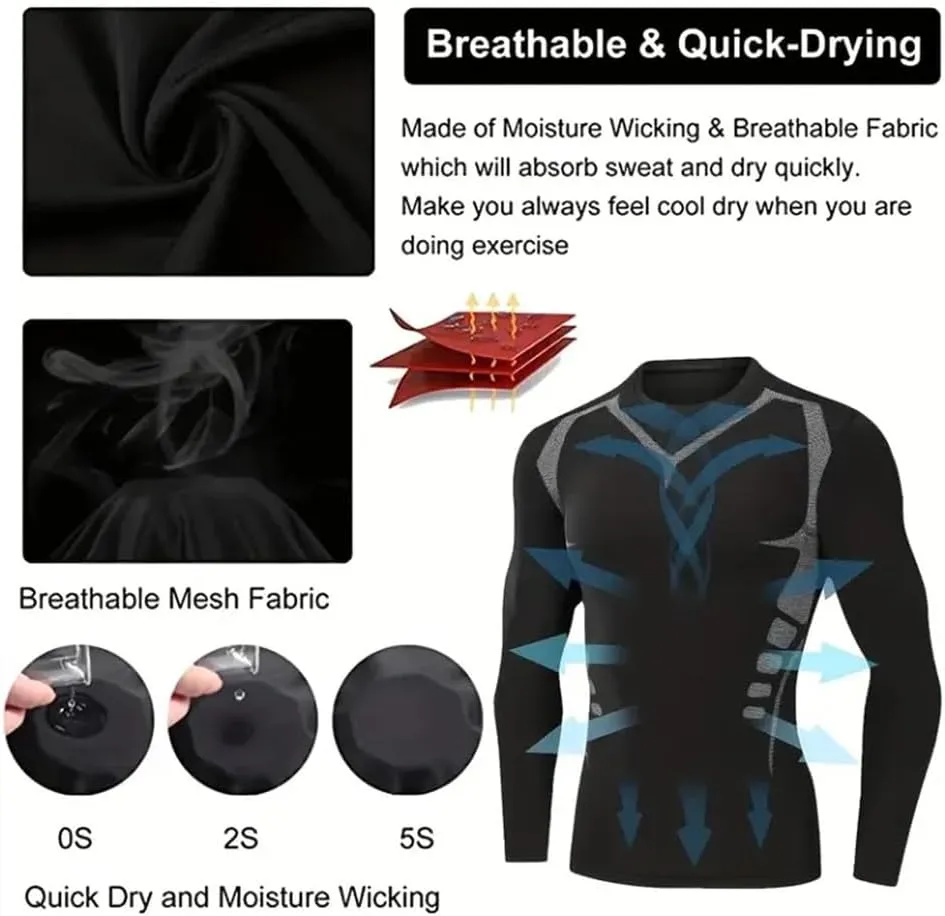 Cozy Breezy Shapewear Men,Compression Shirt Men,Men's Workout Quick Drying Slim Fit Long Sleeve Sports Vest