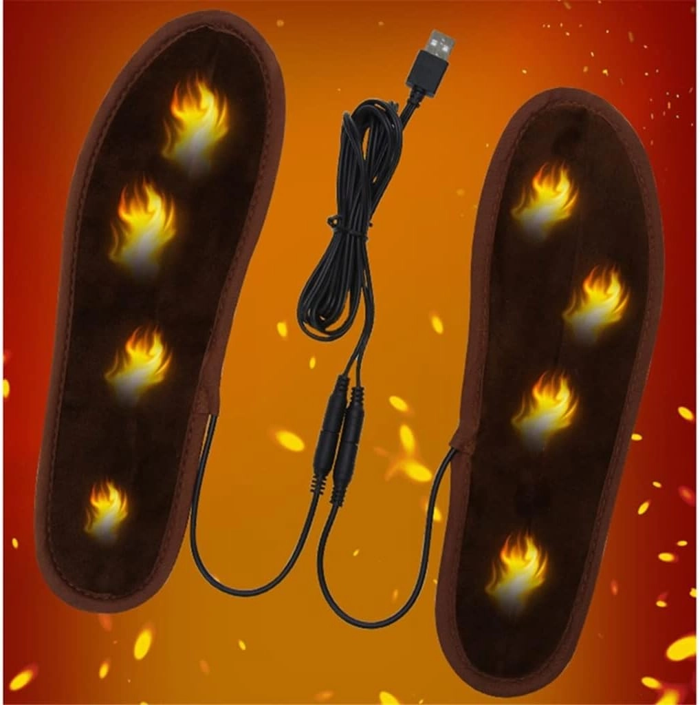 CSCDD Electric Powered Plush Heating Insoles Winter Keep Warm Foot Shoes Data Line   Insole for Men and Women 1Pair(CN Size 43 to 44)
