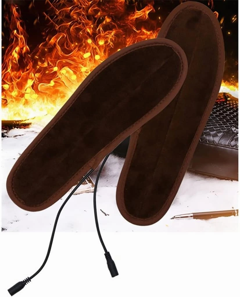 CSCDD Electric Powered Plush Heating Insoles Winter Keep Warm Foot Shoes Data Line   Insole for Men and Women 1Pair(CN Size 43 to 44)