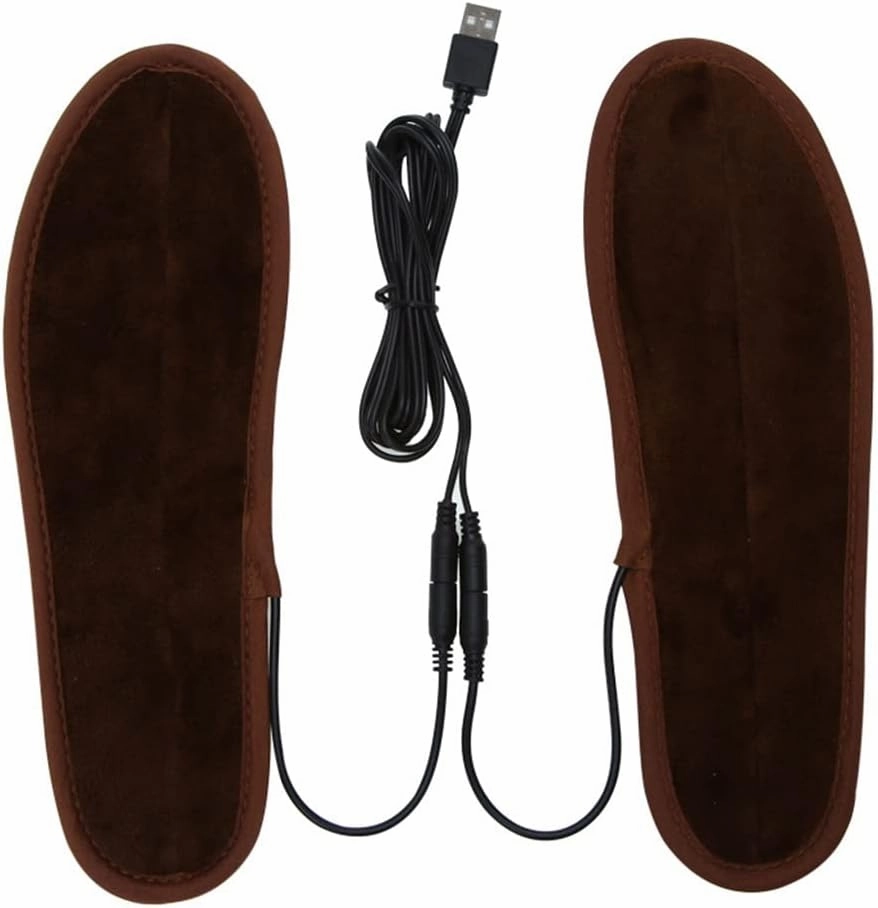 CSCDD Electric Powered Plush Heating Insoles Winter Keep Warm Foot Shoes Data Line   Insole for Men and Women 1Pair(CN Size 43 to 44)