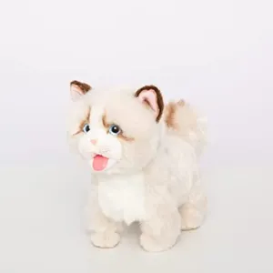 CU-MATE Interactive Ragdoll Cat,Electric Plush Toy, Pet Cat,Robot Cat with Walking/Nodding/Tail Wagging/Barking/Drinking Milk, Present Gift for Girls Boys