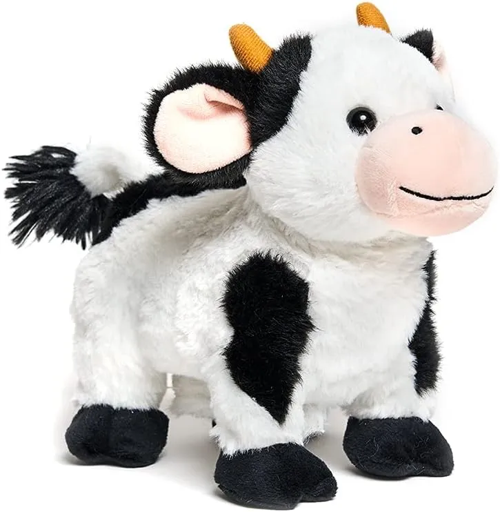 Cuddle Barn - Barnyard Buddies Cow | Animated Singing Cow Plush Stuffed Animal | Walks and Wags Tail to Old Macdonald, 8 inches
