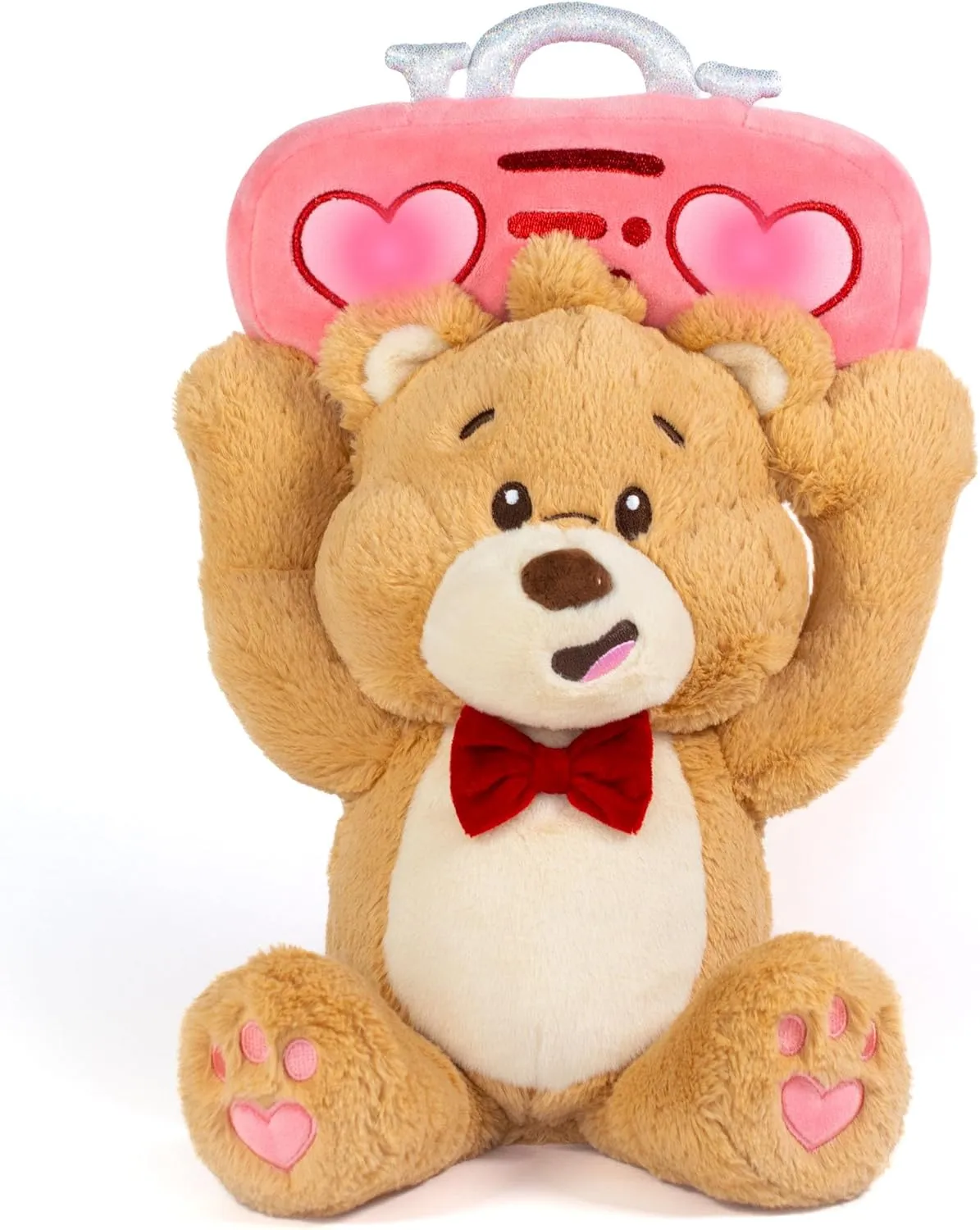 Cuddle Barn - Be Mine Beary | Animated Cute Soft Valentine's Day Love Bear with Boombox Singing Plush Toy, 12 inches