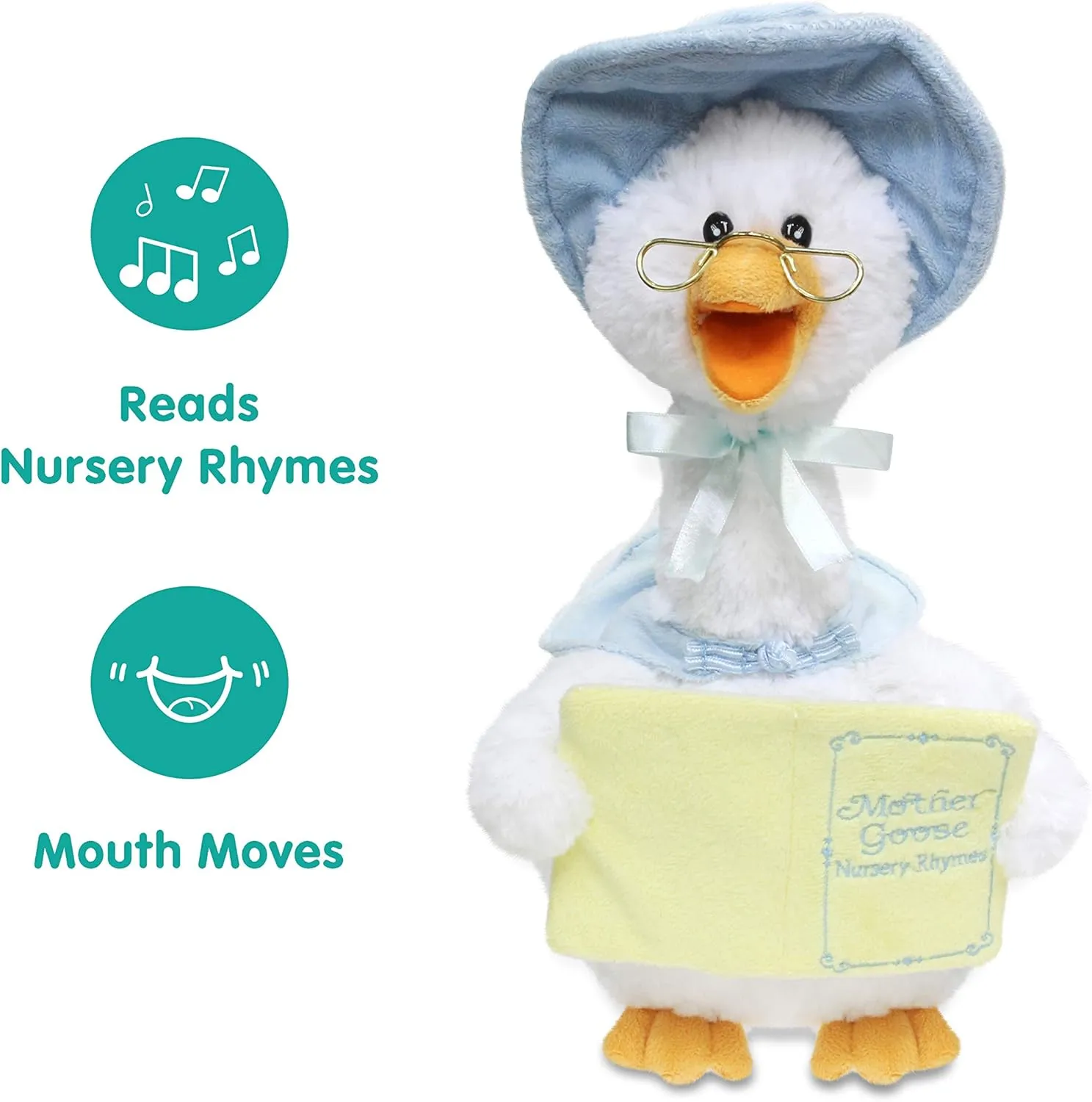 Cuddle Barn - Mother Goose Animated Stuffed Animal, Talking, Story-Telling Plush Toy for Kids, 14"