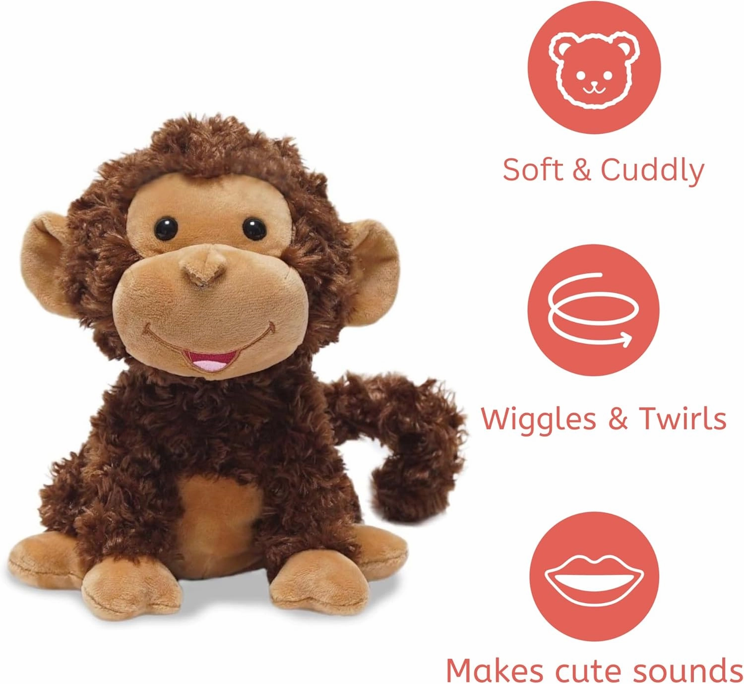 Cuddle Barn - Crackin' Up Coco | Super Soft Animated Twirling Moving Monkey Stuffed Animal Plush Toy | Spins Around Making Monkey Sounds, 10 Inches