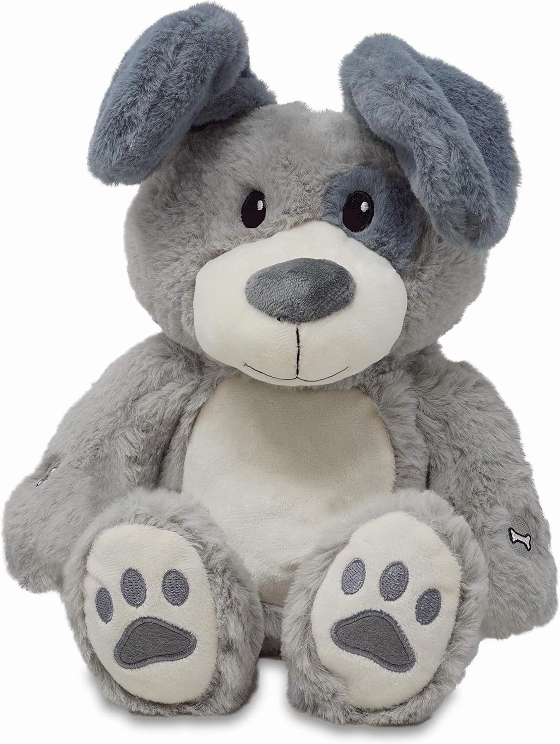 Cuddle Barn | Peek & Play Parker 11" Gray Puppy Animated Stuffed Animal Plush Toy | Plays Every Kids Favorite and First Game Peek A Boo | and Sings Peek A Boo Song