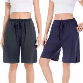 CULAYII Women's High Waisted Basketball Shorts Long Bermuda Gym Yoga Shorts with Pockets Athletic Knee Length Running Shorts