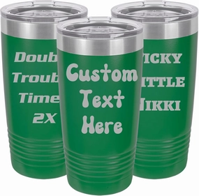 Custom Tumbler, Double Wall Personalized Bottles, Laser Engraved Text for Special Occasions (Green, 20oz)