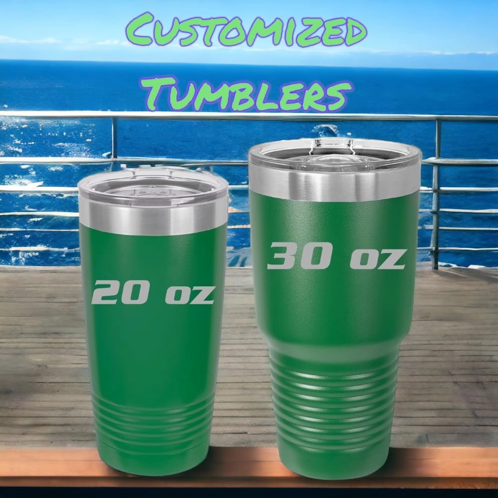 Custom Tumbler, Double Wall Personalized Bottles, Laser Engraved Text for Special Occasions (Green, 20oz)