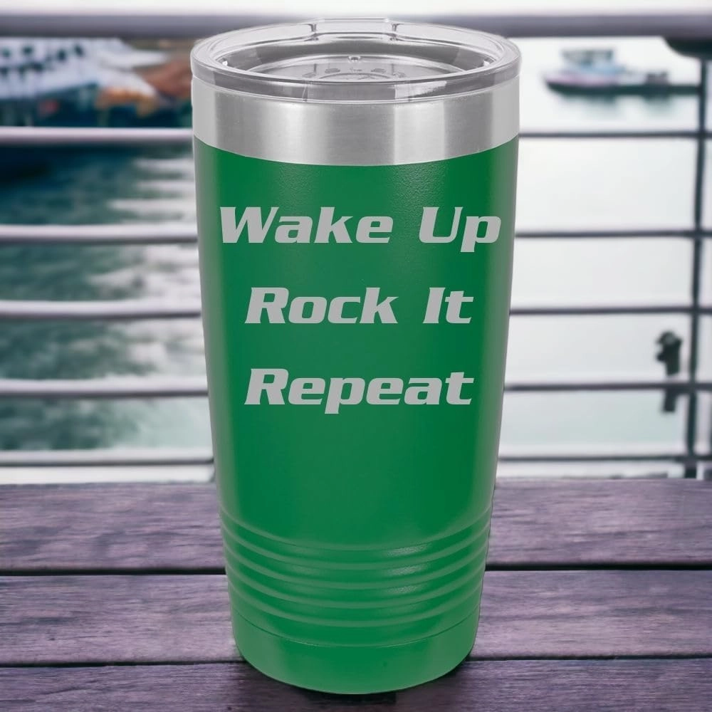 Custom Tumbler, Double Wall Personalized Bottles, Laser Engraved Text for Special Occasions (Green, 20oz)