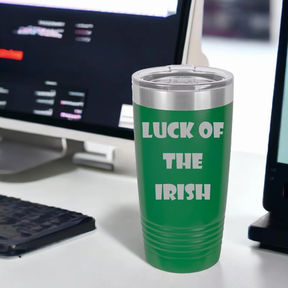 Custom Tumbler, Double Wall Personalized Bottles, Laser Engraved Text for Special Occasions (Green, 20oz)