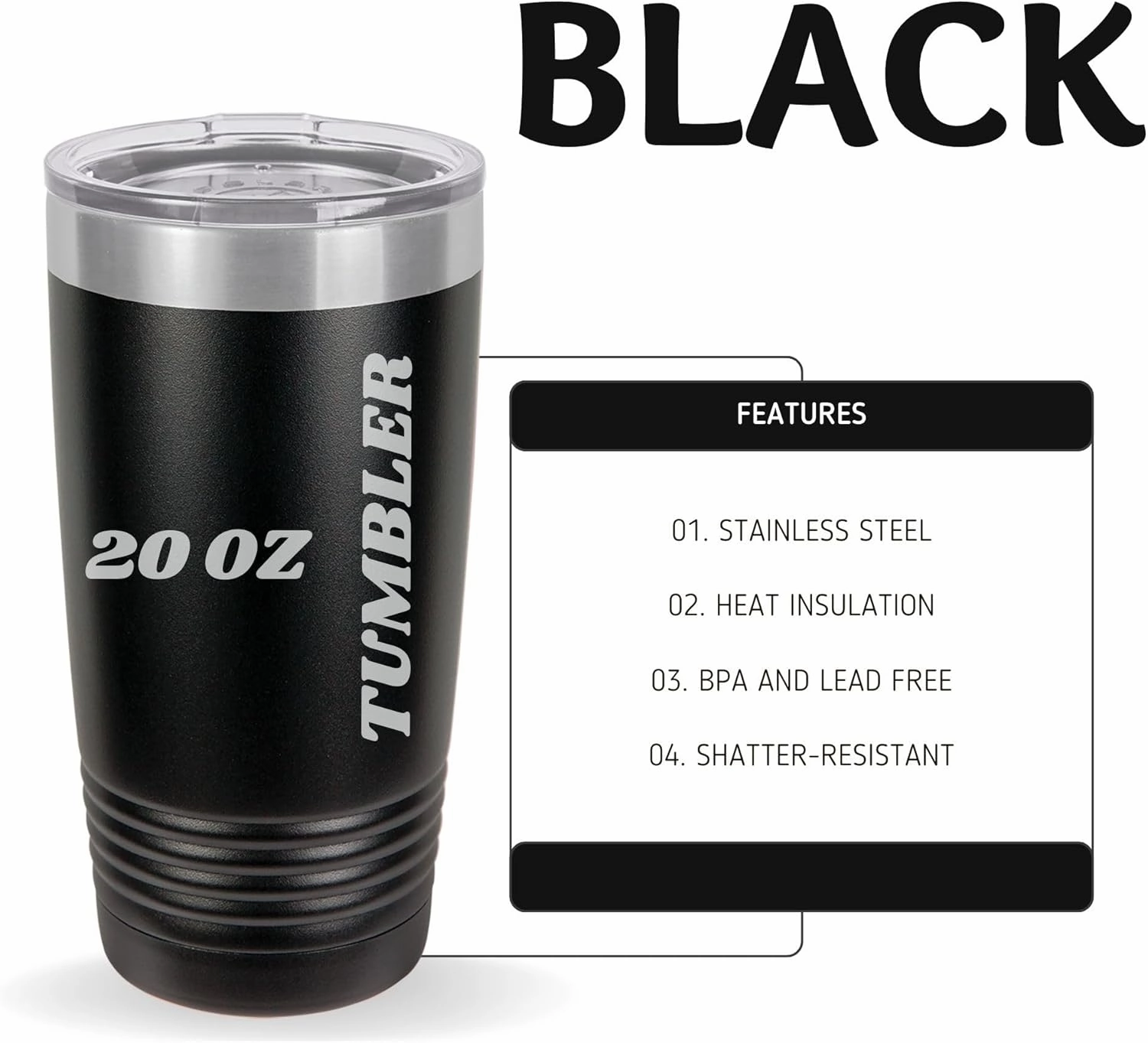 Customized 20oz Tumblers, Double Wall Personalized Bottles with Splash and Leak Proof Slider Lid, Laser Engraved Text with Names (20oz, Black)