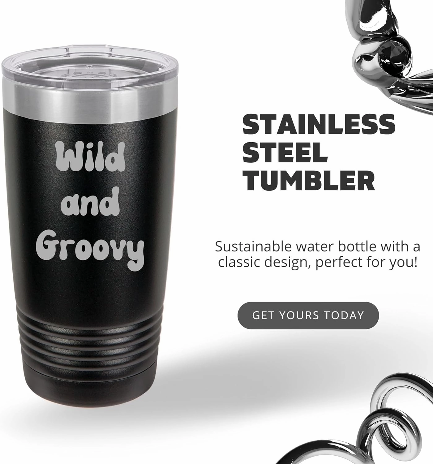 Customized 20oz Tumblers, Double Wall Personalized Bottles with Splash and Leak Proof Slider Lid, Laser Engraved Text with Names (20oz, Black)