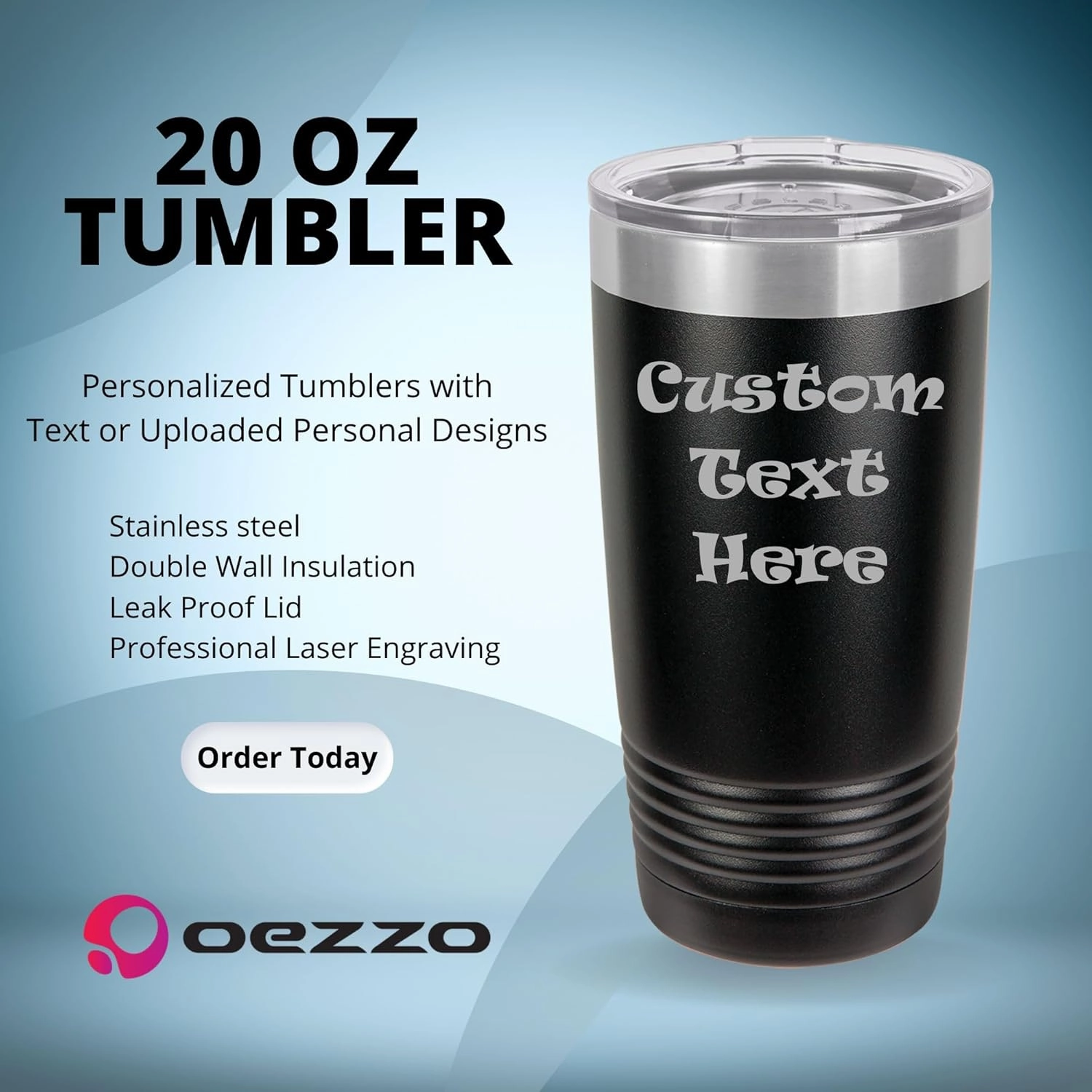 Customized 20oz Tumblers, Double Wall Personalized Bottles with Splash and Leak Proof Slider Lid, Laser Engraved Text with Names (20oz, Black)