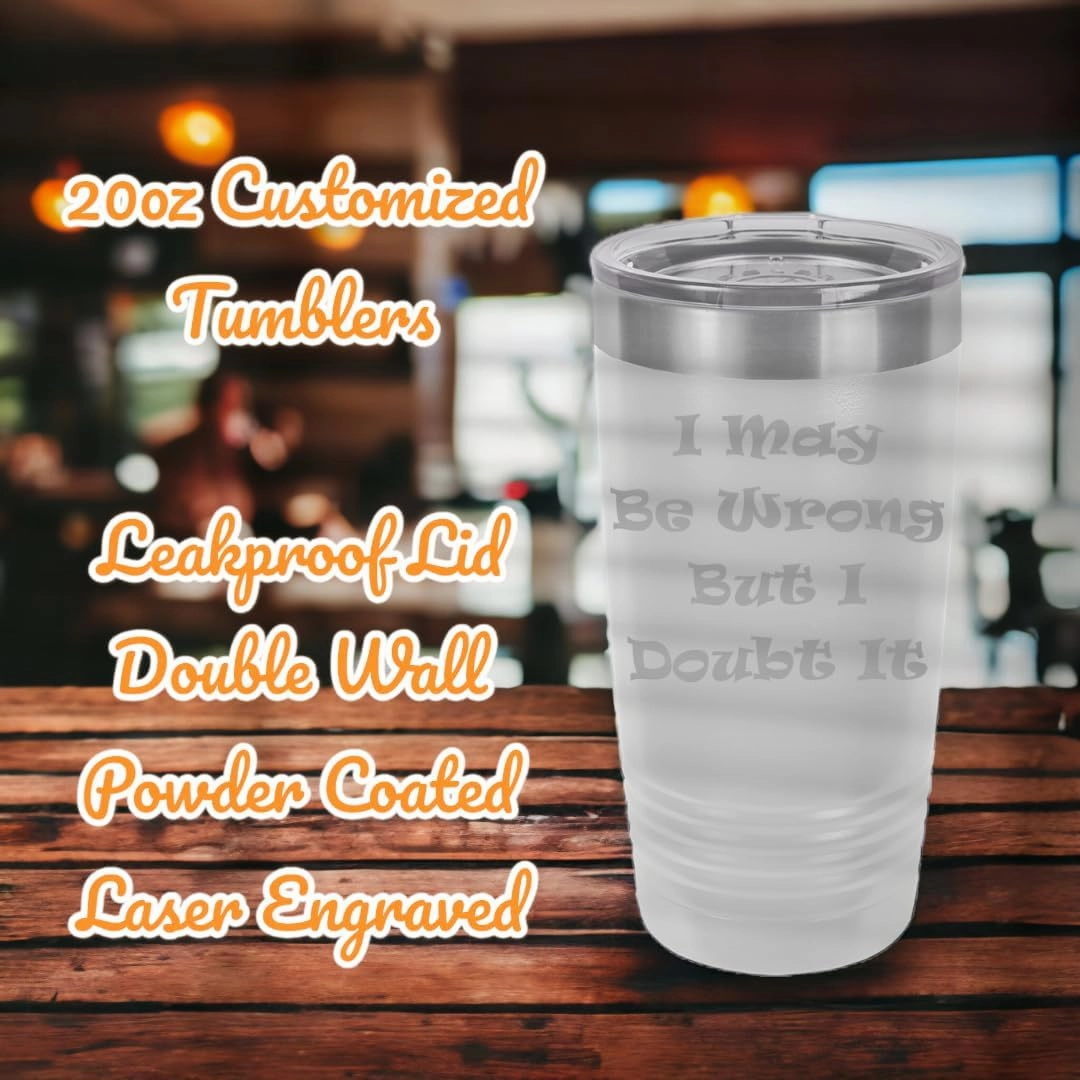 Customized Vacuum Insulated Tumblers, Double Wall Personalized Bottles with Splash and Leak Proof Upgraded Slider Lid, Laser Engraved Text for Special Holidays (20oz, White)