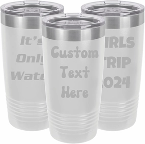 Customized Vacuum Insulated Tumblers, Double Wall Personalized Bottles with Splash and Leak Proof Upgraded Slider Lid, Laser Engraved Text for Special Holidays (20oz, White)