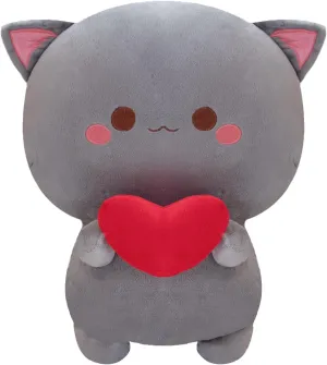 Cute Cat Plush Toy - Super Soft Grey Cat Plush Stuffed Animal, Valentine's Day Birthday Gift