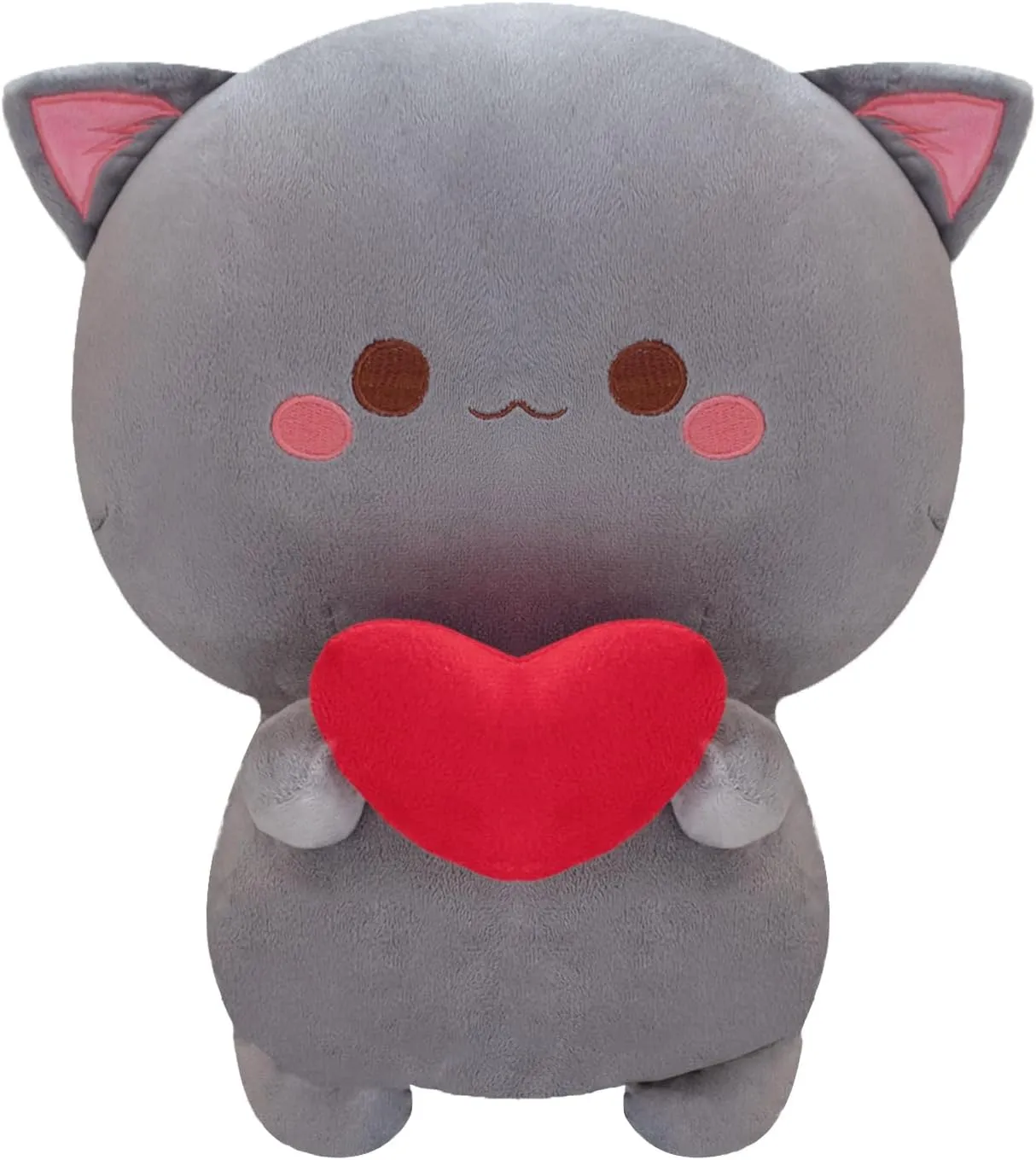 Cute Cat Plush Toy - Super Soft Grey Cat Plush Stuffed Animal, Valentine's Day Birthday Gift