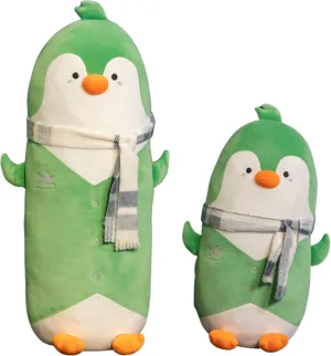 Cute Green Penguin Stuffed Animal 27.5''- Long Body Plush Pillow, Soft Cuddly Toy for Anxiety & Sleep, Emotional Support for Kids, Adults, Girlfriend, Bed & Room Decor