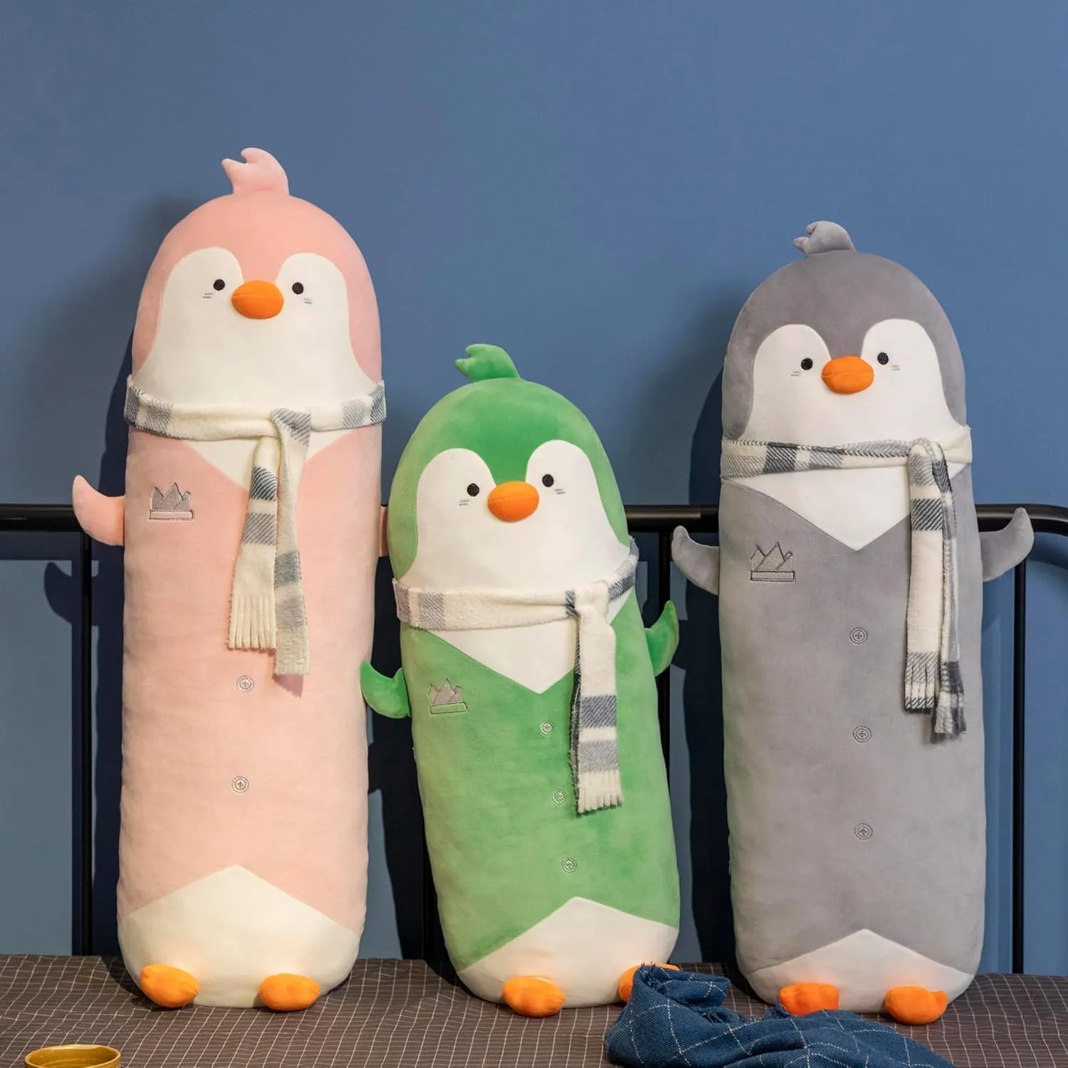Cute Green Penguin Stuffed Animal 27.5''- Long Body Plush Pillow, Soft Cuddly Toy for Anxiety & Sleep, Emotional Support for Kids, Adults, Girlfriend, Bed & Room Decor