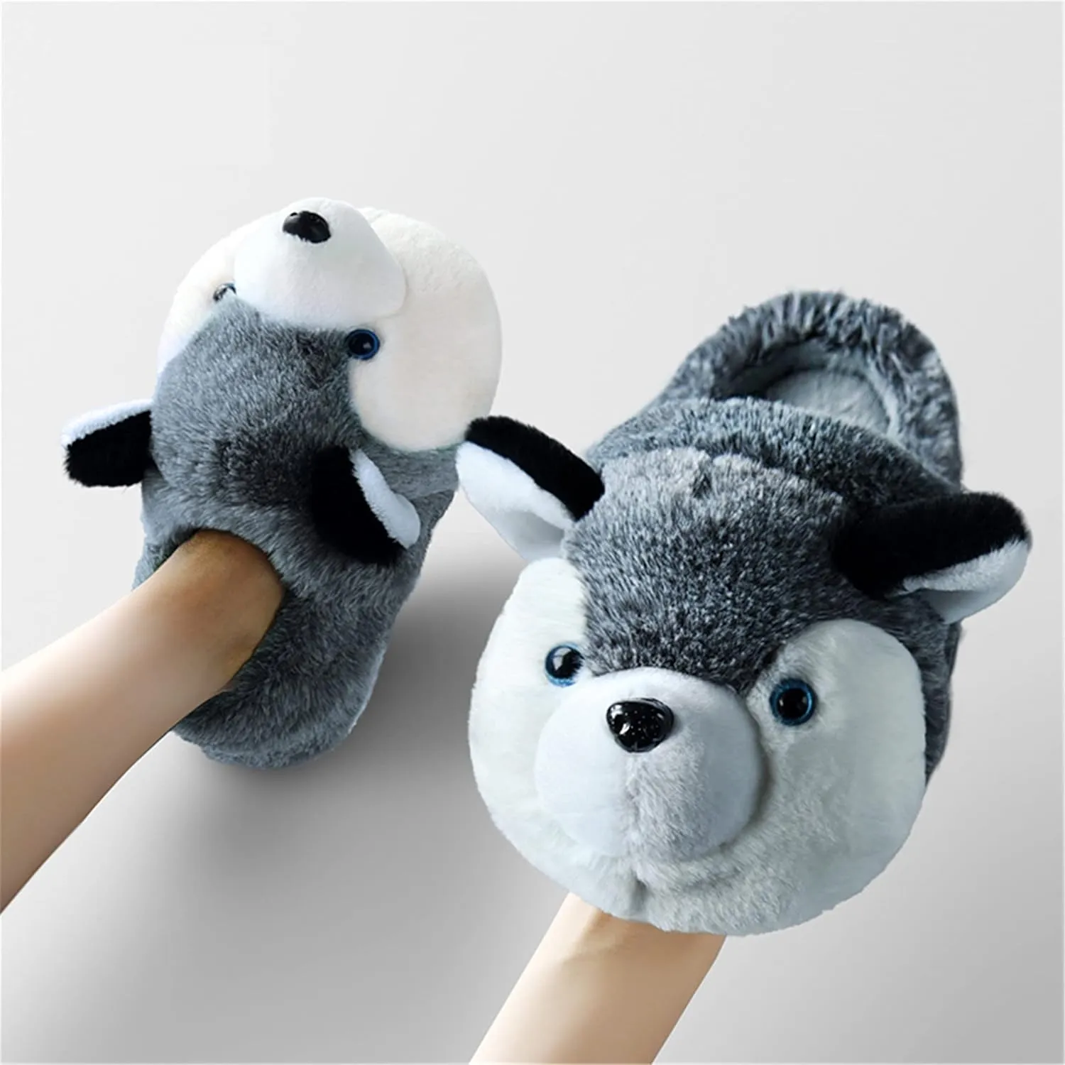 Cute Women's Cartoon Animal Dog Slippers - Warm & Furry, Perfect for Winter & Home