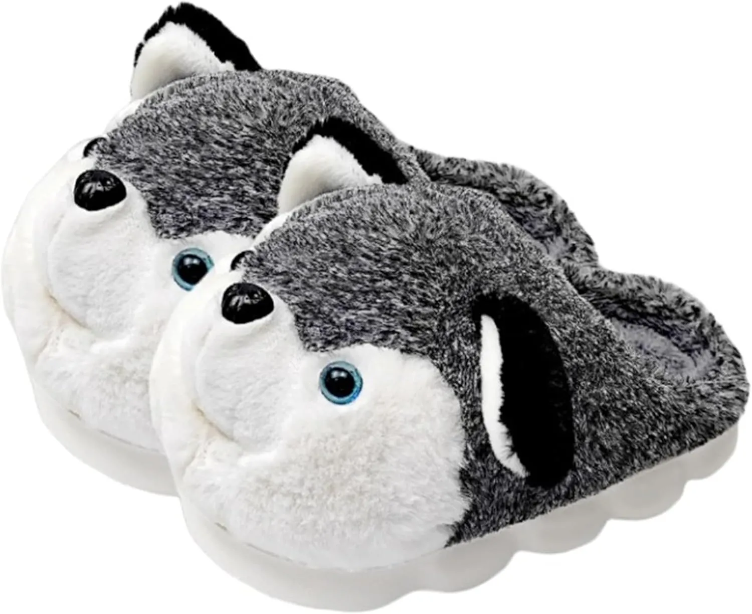 Cute Women's Cartoon Animal Dog Slippers - Warm & Furry, Perfect for Winter & Home