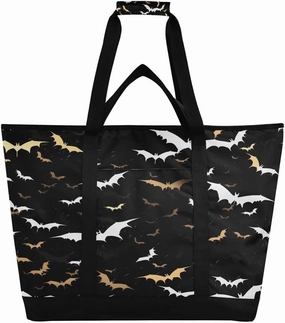 Cute Bat Reusable Insulated Lunchbox Cooler Bag, Leakproof Kitchen Grocery Bag Collapsible Portable Cooler Tote Bag for Picnic, Camping, Office, Travel