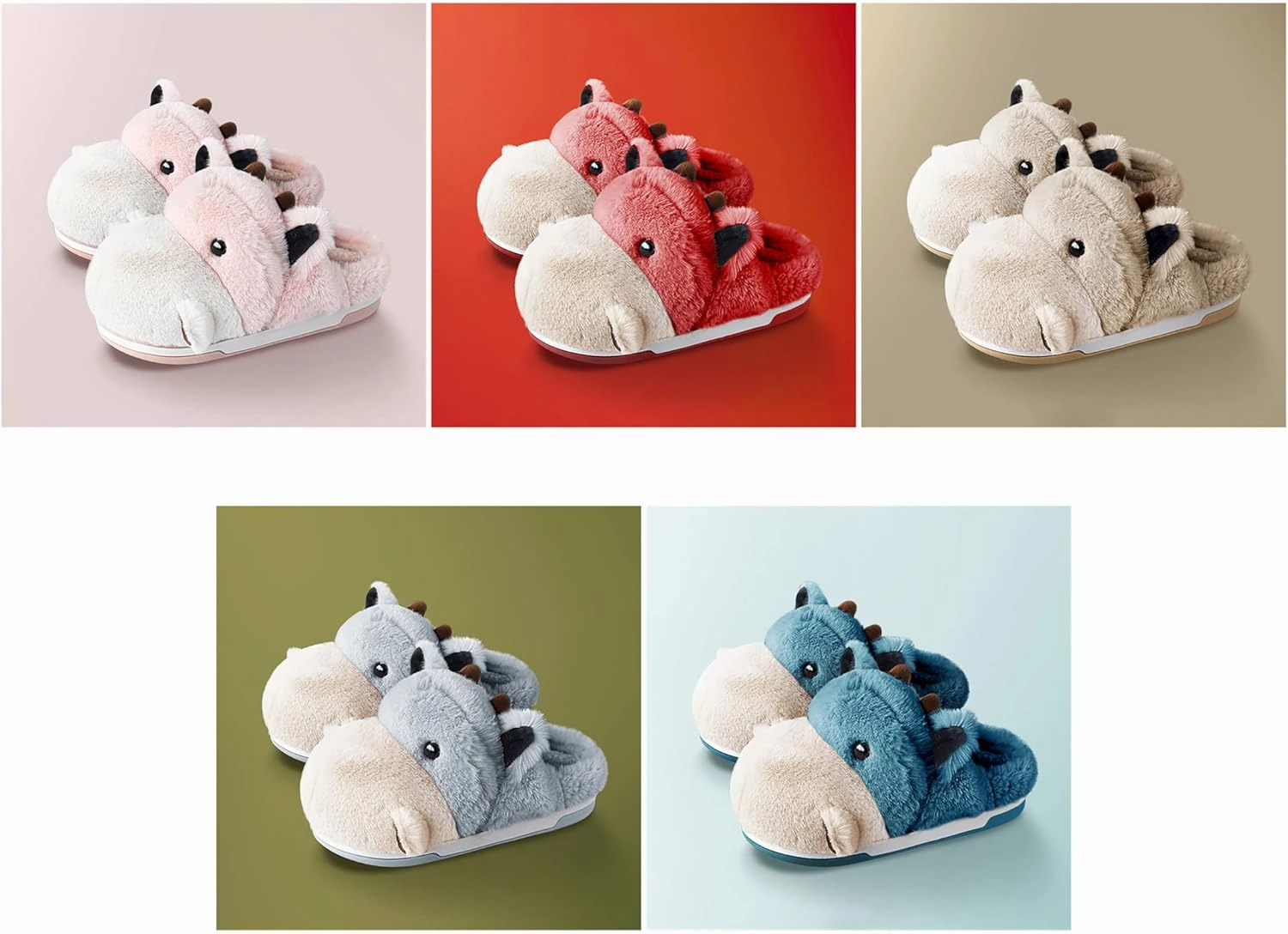 Cute Hippo Cartoon Animal Winter Warm Home Furry Slippers