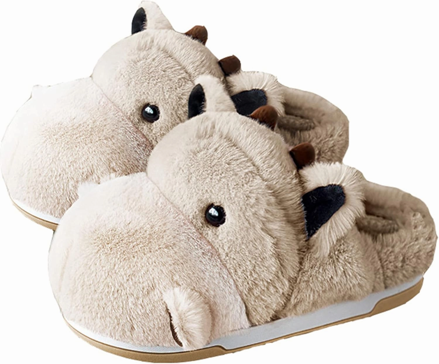 Cute Hippo Cartoon Animal Winter Warm Home Furry Slippers