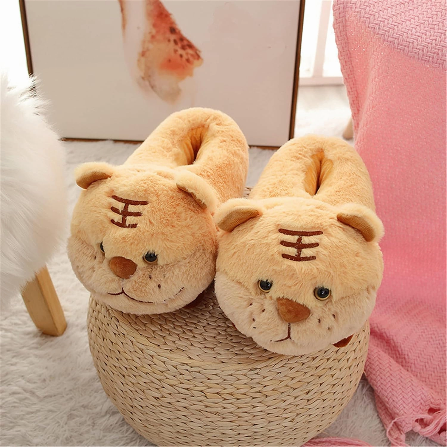 Cute Pig Cartoon Animal Home Furry Slippers - Women's Warm Winter Slippers