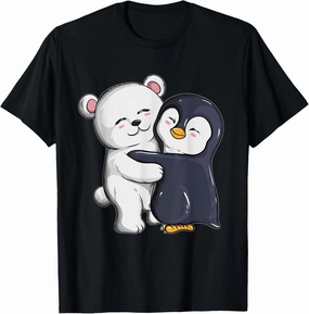 Cute Polar Bear Penguin Hugs Hugs Penguins Polar Bears T-Shirt