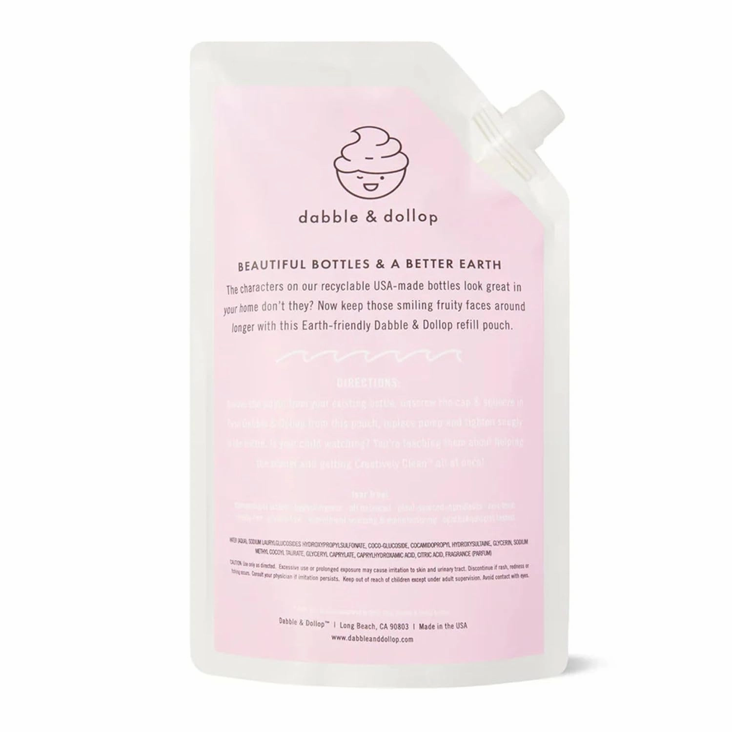 Dabble & Dollop Coconut Body Wash Refill - All Natural Fragrances, Dermatologist Tested, Tear-Free, Non-Irritating, Hypoallergenic, pH Balanced, Leaping Bunny Certified (24oz)