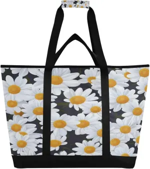 Daisy Reusable Insulated Lunchbox Cooler Bag, Leakproof Kitchen Grocery Bag Collapsible Portable Cooler Tote Bag for Picnic, Camping, Office, Travel