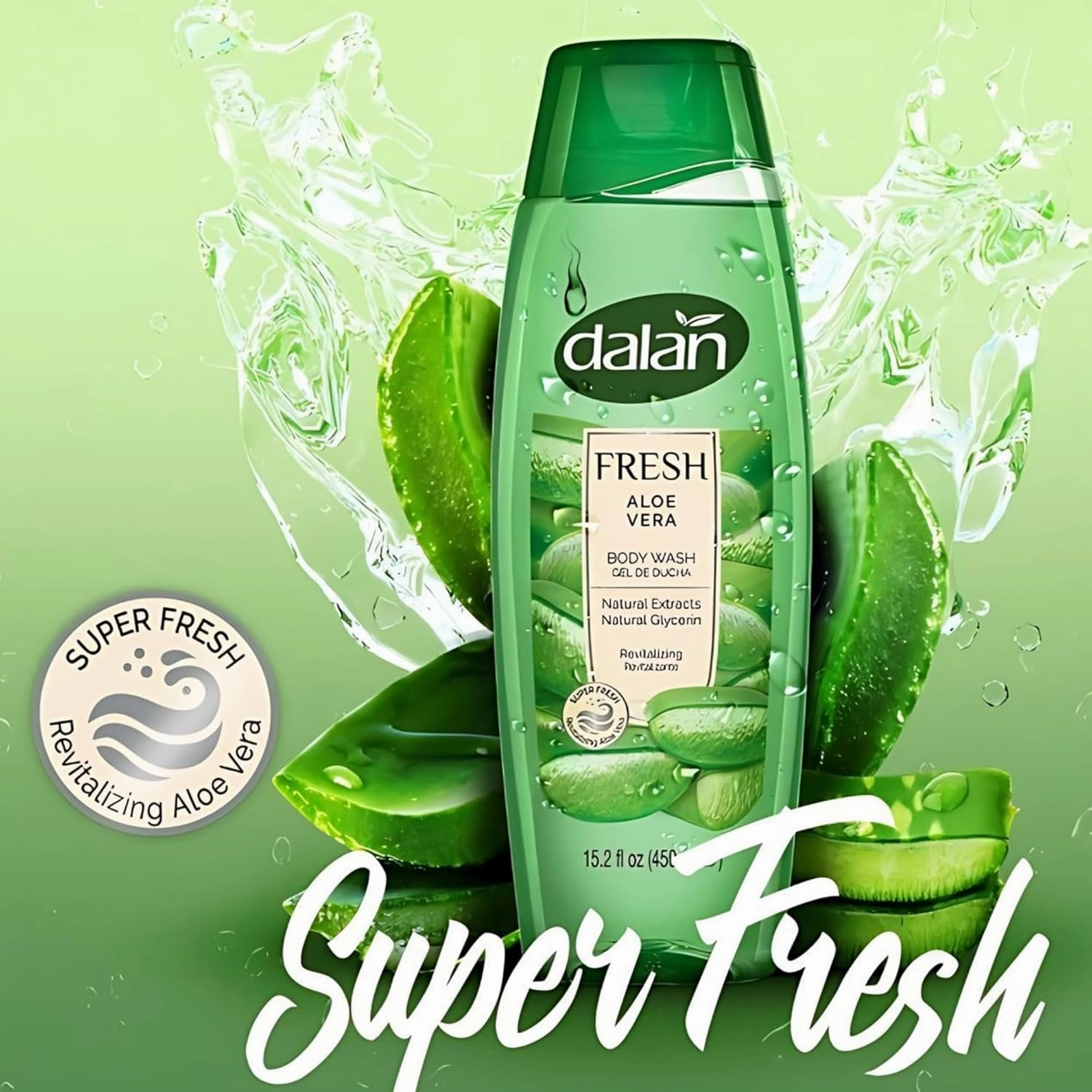 Dalan Natural Extracts Body Wash, with Fresh Pink Grapefruit & Aloe Vera & Sea Minerals, 15.2 fl oz (6 Pack, Aloe Vera)