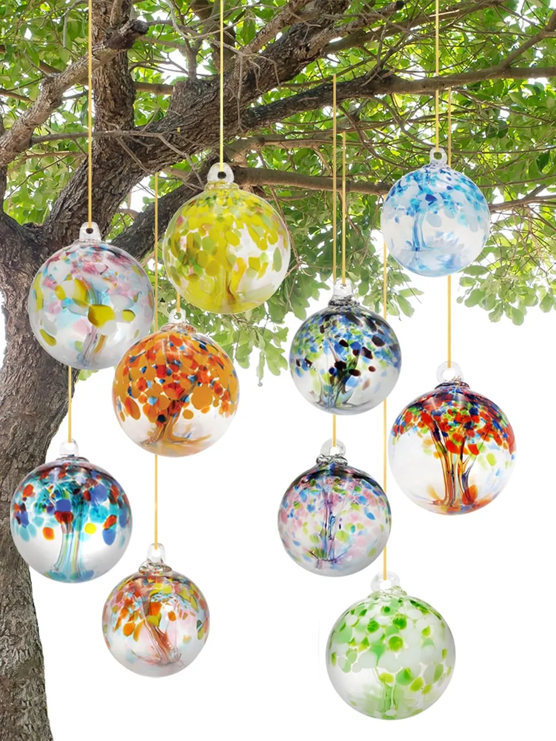 Dale Tiffany Hand Blown Glass, 3" Diameter Spring, Tree of Life Collection, Witch Globe Hanging Garden Indoor/Outdoor Decorative Ornament Gazing Ball