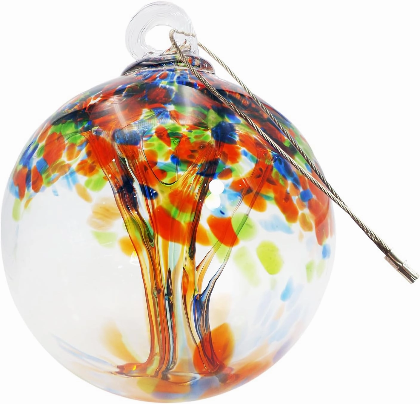 Dale Tiffany Hand Blown Glass, 4" Diameter Royal, Tree of Life Collection, Witch Globe Hanging Garden Indoor/Outdoor Decorative Ornament Gazing Ball