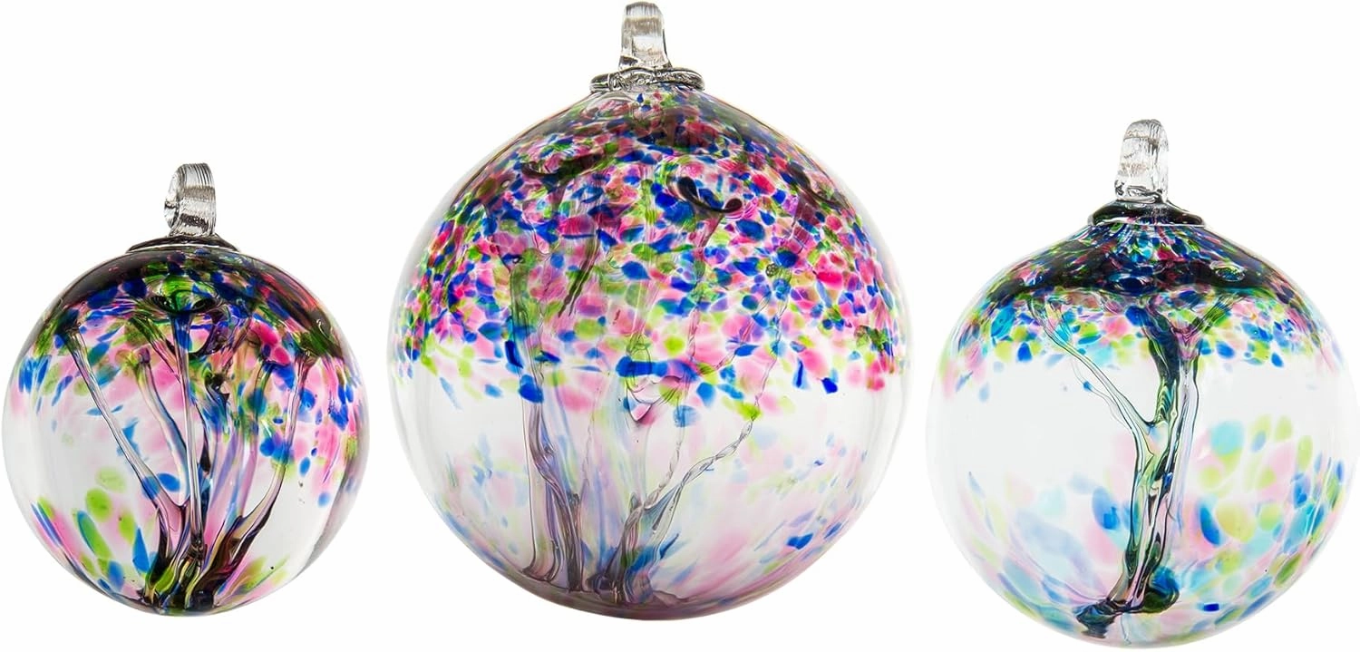 Dale Tiffany Hand Blown Glass, 8" Diameter Hope, Tree of Life Collection, Witch Globe Hanging Garden Indoor/Outdoor Decorative Ornament Gazing Ball