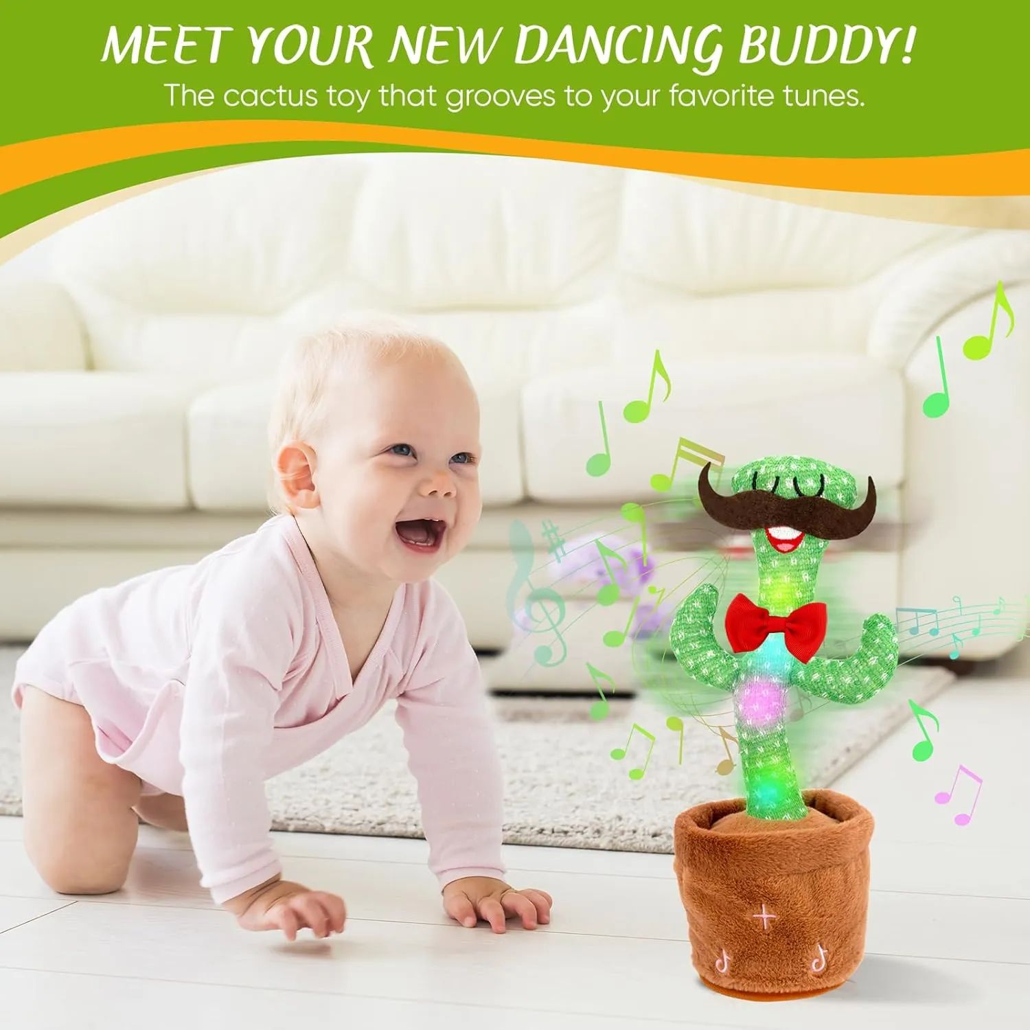 Dancing Cactus Toy, Talking Cactus Toys, Easter Volume Adjustable Gift for Baby Girls Boys Kids 1 2 3 6 9 12 Year Old, Repeat What You Say Toy of Easter Gifts-Red Tie