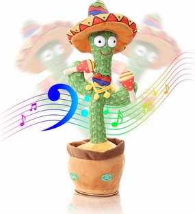 Dancing and Singing Cactus Toy - Repeat What You Said and Emit Colored Lights - USB Charging - Sing 120 Songs - Fun Gifts for Boys and Girls (Green)