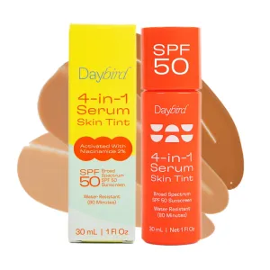 Daybird 4 in 1 Tinted Serum, Tinted Moisturizer and Sunscreen for Face, SPF 50  Niacinamide, 1 Ounce (Medium)