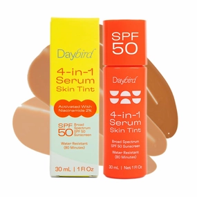 Daybird 4 in 1 Tinted Serum, Tinted Moisturizer and Sunscreen for Face, SPF 50  Niacinamide, 1 Ounce (Medium-Deep)