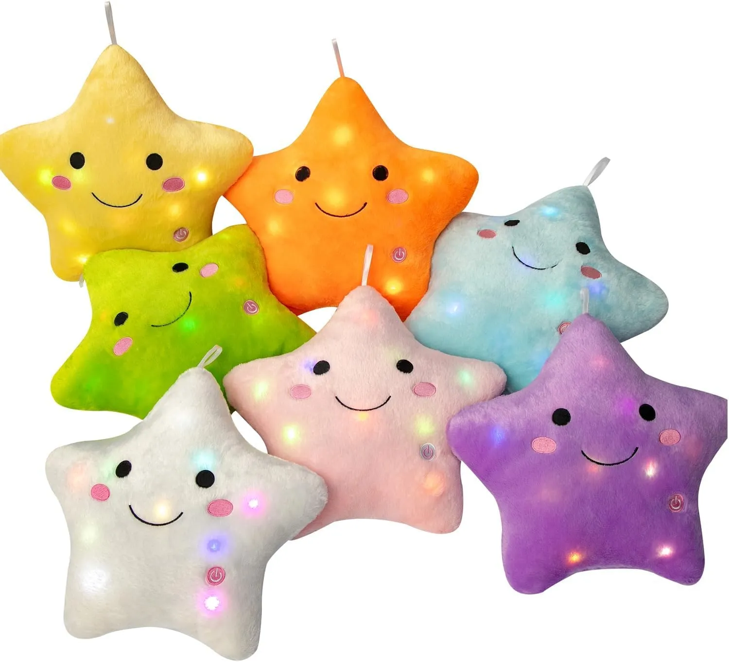 DearSun 13''Creative Twinkle Star Colorful Night Light Plush Pillows Light up Night Stuffed Toys Perfect for Birthday Christmas Holiday Valentines (Light Bluish Green)