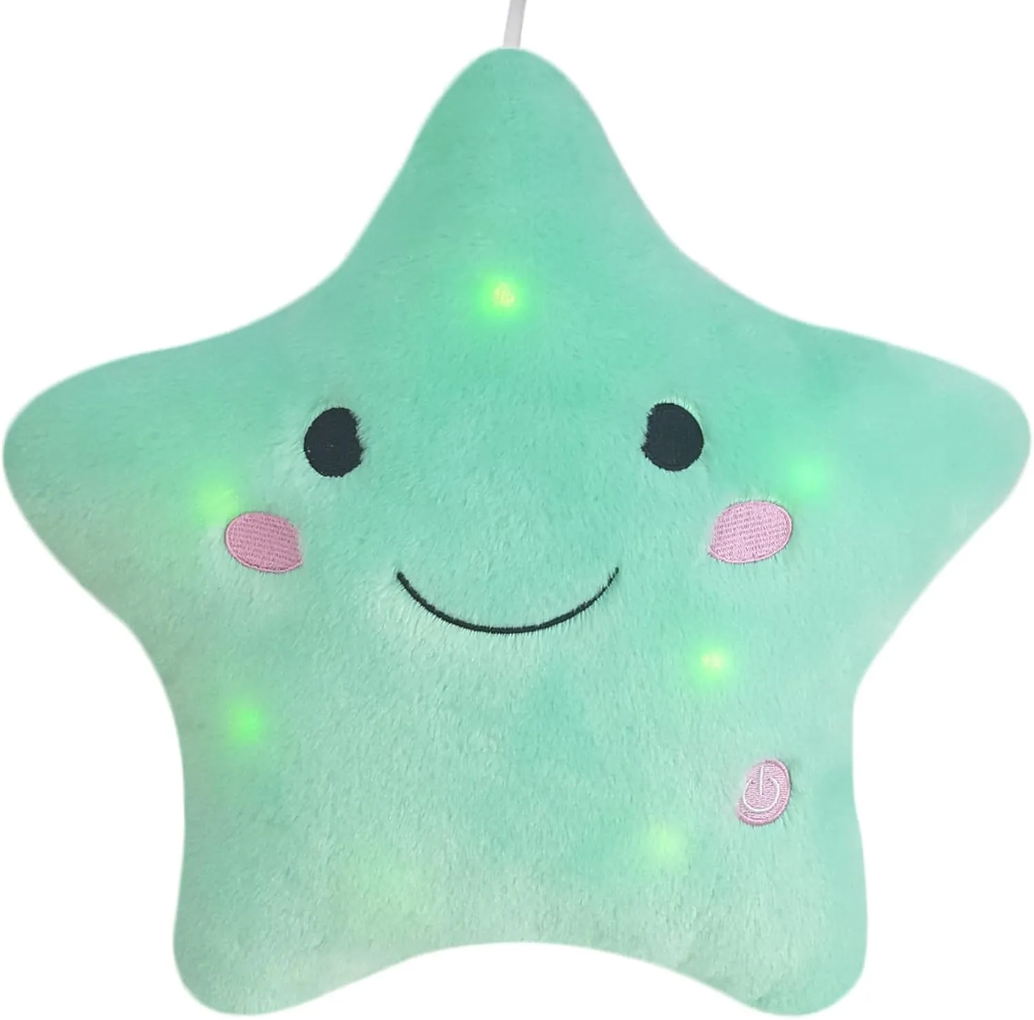 DearSun 13''Creative Twinkle Star Colorful Night Light Plush Pillows Light up Night Stuffed Toys Perfect for Birthday Christmas Holiday Valentines (Light Bluish Green)