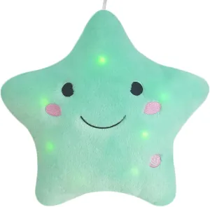 DearSun 13''Creative Twinkle Star Colorful Night Light Plush Pillows Light up Night Stuffed Toys Perfect for Birthday Christmas Holiday Valentines (Light Bluish Green)