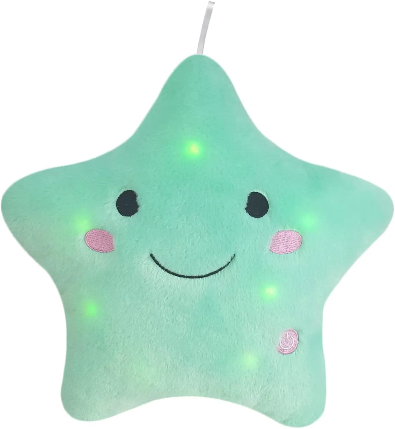 DearSun 13''Creative Twinkle Star Colorful Night Light Plush Pillows Light up Night Stuffed Toys Perfect for Birthday Christmas Holiday Valentines (Light Bluish Green)